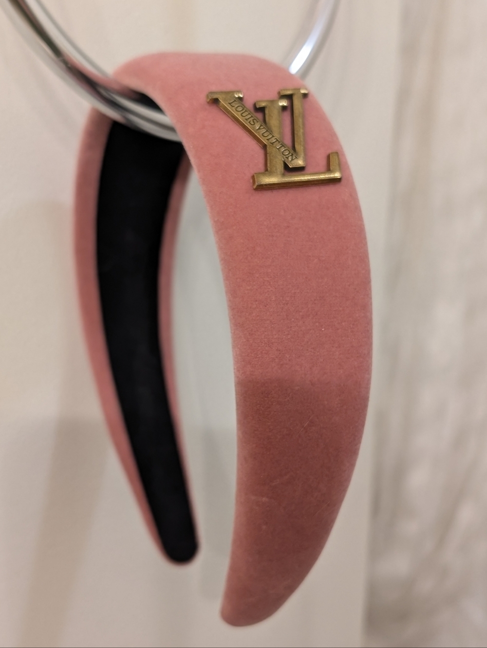 Louis Vuitton Pink Velvet Logo Headband